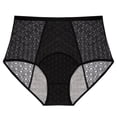 thumbnail image 2 of Tummy Control High Waist Period Panties for Women, Geometric Textured Menstrual Underwear with Extended Leak-Proof Gusset, Breathable Hygiene Briefs for Heavy Flow Black XS, 2 of 3