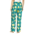 thumbnail image 3 of Naloa Lemon Blue Print Women’s Ultra-Soft Comfy Pajama Lounge Pants with Pockets & Drawstring, 3 of 8