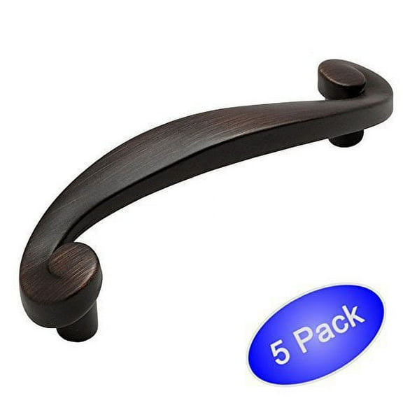 Cosmas 774ORB Oil Rubbed Bronze Cabinet Hardware Swirl Handle Pull - 3" Hole Centers - 5 Pack