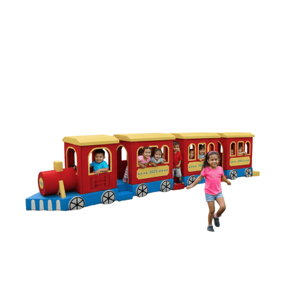PLAYOUT KIDS | Tren Modular Infantil de Plástico Locomotora con 2 Vagones de Juego 4.50m