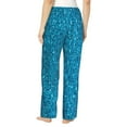 thumbnail image 3 of Disketp Blue Glitter Print Women'S Comfy Pajama Pants Casual Drawstring Palazzo Lounge Wide Leg Pants, 3 of 9
