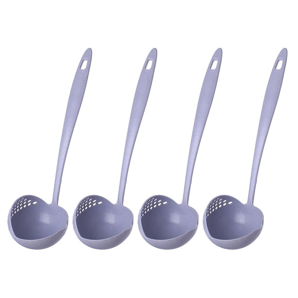 Cuchara para espumar 2 en 1 de 4 piezas, cuchara para sopa de trigo con mango largo y filtro, cuchara para escurrir y servir.