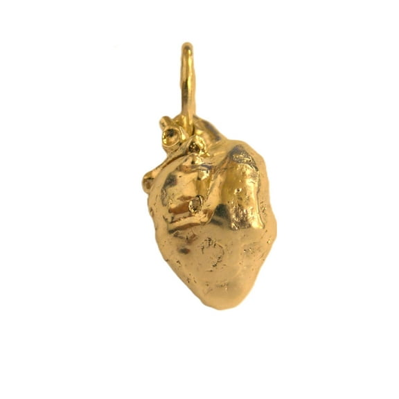 14K Yellow Gold 3D Heart “Yara” Pendant Charm