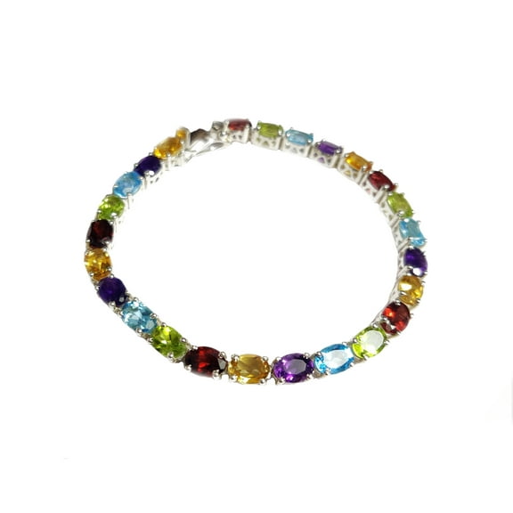 925 Sterling Silver Multistone Bracelet Citrine Amethyst Peridot Topaz Garnet Bracelet Unisex Adults by Juhi Jewels