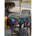thumbnail image 5 of Outdoor Tablecloths with Umbrella Hole & Zipper, Abstract Flower 60x60 Inch Square Tablecloths, Spring Colorful Floral Leaf Plant Waterproof Table Cloth, Patio/Pool/Picnic Table Covers, 5 of 8