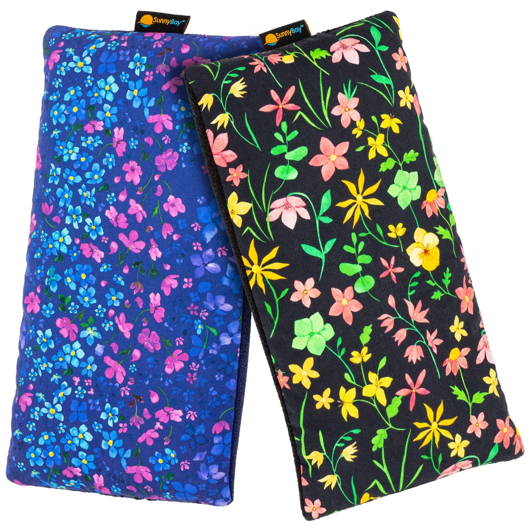 SunnyBay Small Microwave Heating Pad, Microwavable Versatile Cold/Heated Neck and Shoulder Wrap for Back Pain and More, Moist Heat Cotton-Fleece Pad, 6x11 Inches, Lilac and Green Flowers, Pack of 2