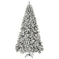 thumbnail image 4 of imerelez 8 FT Pre-lit Snow Flocked Christmas Tree, Artificial Hinged Xmas Pine Tree with 1300 Branch Tips, 500 Lights and Remote Control for Holiday Party Office Home, Snowy Green, 4 of 8