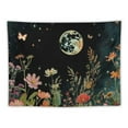 thumbnail image 5 of Shiartex  Moon Flower Tapestry Moonlit Floral Plant Tapestries for Bedroom Aesthetic Botanical Tapestrys Wildflower Watercolor Nature Tapastry's Wall Hanging Living Room Decor (Green) 40x30inch, 5 of 6
