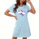 thumbnail image 1 of Camisón corto de San Valentín para mujer, talla grande, estampado en el pecho, cuello redondo, manga corta, 1 of 3