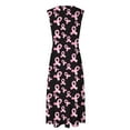 thumbnail image 4 of Leesechin Breast Cancer Awareness Dresses Women's Pink Ribbon Butterfly Print Dress Sleeveless Long Skirt, 4 of 5