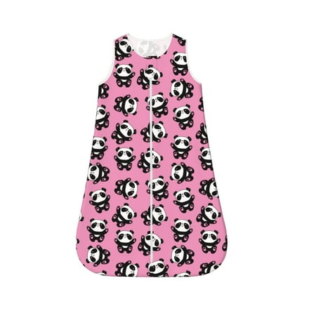 

Fotbe Cute Panda Pattern Sleep Sack - Baby Wearable Blanket with Zipper Extra Soft Cotton Sleeveless Sleeping Bag for Infants-Small