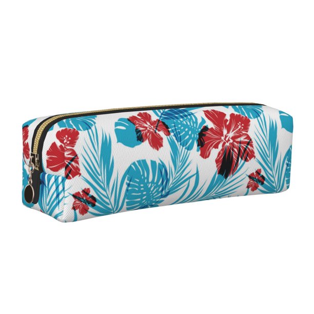 Fotbe Hawaiian Style Estuche para Lápices de Cuero con Estampado, Estuche con Cremallera Resistente, Organizador Compacto y Elegante para Papelería