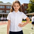 thumbnail image 5 of HAiming Girls Button down Shirts Short Sleeve Collared School Blouses Comfy Classic Uniforms Tee Summer Vacation Going out Kids Tops, 5 of 8