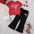 thumbnail image 2 of Gibobby Girls Two Piece Set for Girls Short Sleeve T-Shirt Top and Flared Pants Sets 12 18 24 Months 2T 3T 4T 5T Girls Summer Clothes Girls(3-4 Years,L), 2 of 4