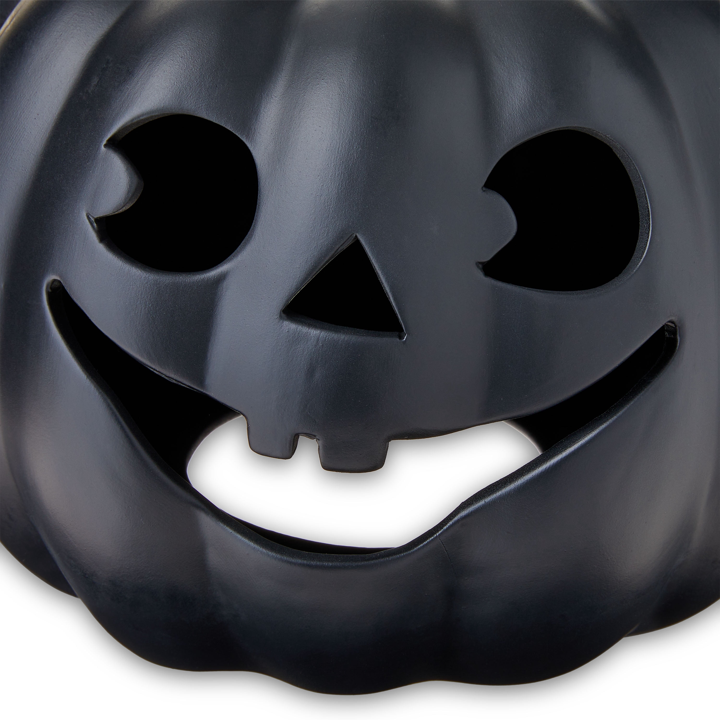 Clay Pumpkin Jack-o'-Lantern Tabletop Decor, Black, 9", Fall Indoor by Way To Celebrate