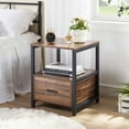 thumbnail image 2 of VECELO 2 Tiers Nightstand with Drawer, Square End Side Table for Hallway, Bedroom, Living Room, Small Space, Night Stand with Open Shelf, Brown, 2 of 9