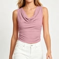 thumbnail image 4 of Womens Lace Trimmed Camisole Women’s Cowl Neck Tank Tops Sleeveless Ruched Pullover Tops Loose Casual Elegant Business Blouse Pinks XXL, 4 of 6