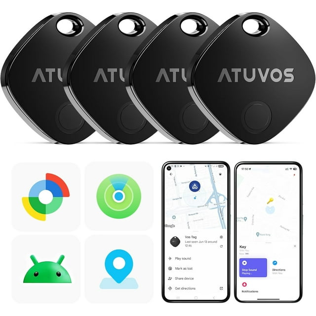 Rejoda-système Double Air Tracker Tag PRO, Lot de 4, Localisateur d'Objets Intelligent Compatible avec Android Google Find Hub Ou iOS Apple Find My APP (Huawei Non Pris en Charge), Localisateur de Clés Bluetooth pour Bagages, Valises, Walle