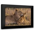 thumbnail image 1 of Jager, Henry 14x12 Black Modern Framed Museum Art Print Titled - Baby Lion with Mother, 1 of 5