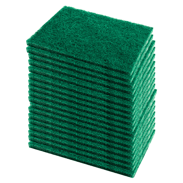 LOLA Pot Brite Scouring Fiber Pad | Long Lasting Nylon & Polyester Non-Woven Scrub Pad | Heavy Duty 4" X 6" Cleaning Pads | Removes Grease & Baked-On Foods | Rust Proof | Green Color | 18 Pack