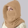 thumbnail image 2 of Women's Solid Color Balaclava Hood, 3-in-1 Windproof Thermal Face Mask and Neck Warmer, Cold Weather Ski Mask for Outdoor Sports Running Cycling - Khaki, 2 of 4