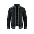 thumbnail image 1 of Frontwalk Mens Cardigans Zip-up Sweaters Patchwork Fashion Knitwear Jumpers Long Sleeve Warm Winter Jackets Coats Navy Blue 2XL, 1 of 4