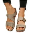 thumbnail image 5 of Kinrui Women's Orthopedic Sandals Women's Fashion Casual Summer New Solid Color Thick-Soled Slippers One-Line Flower Outer Wear Beach Sandals Wedge Heels, 5 of 5
