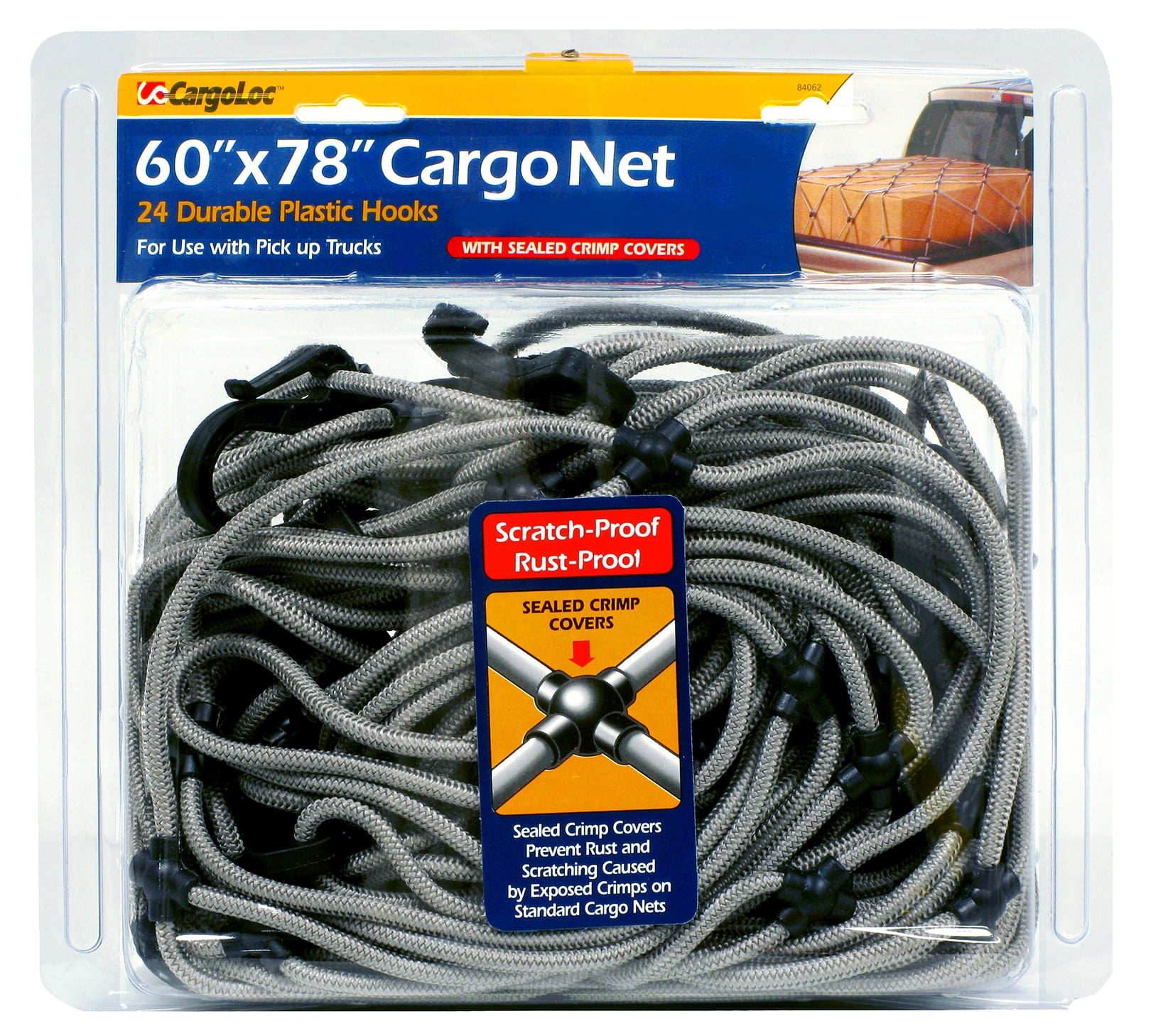 Cargoloc 84062 60" X 78" Gray Cargo Net With Sealed Crimp Covers ...