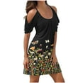 thumbnail image 2 of ICHUANYI Clearance Women Casual Loose Summer Floral Printed Tank Dress Beach Sundress Off Shoulder Dresses(Green, XL) ICHUANYI WER2023081007247, 2 of 5