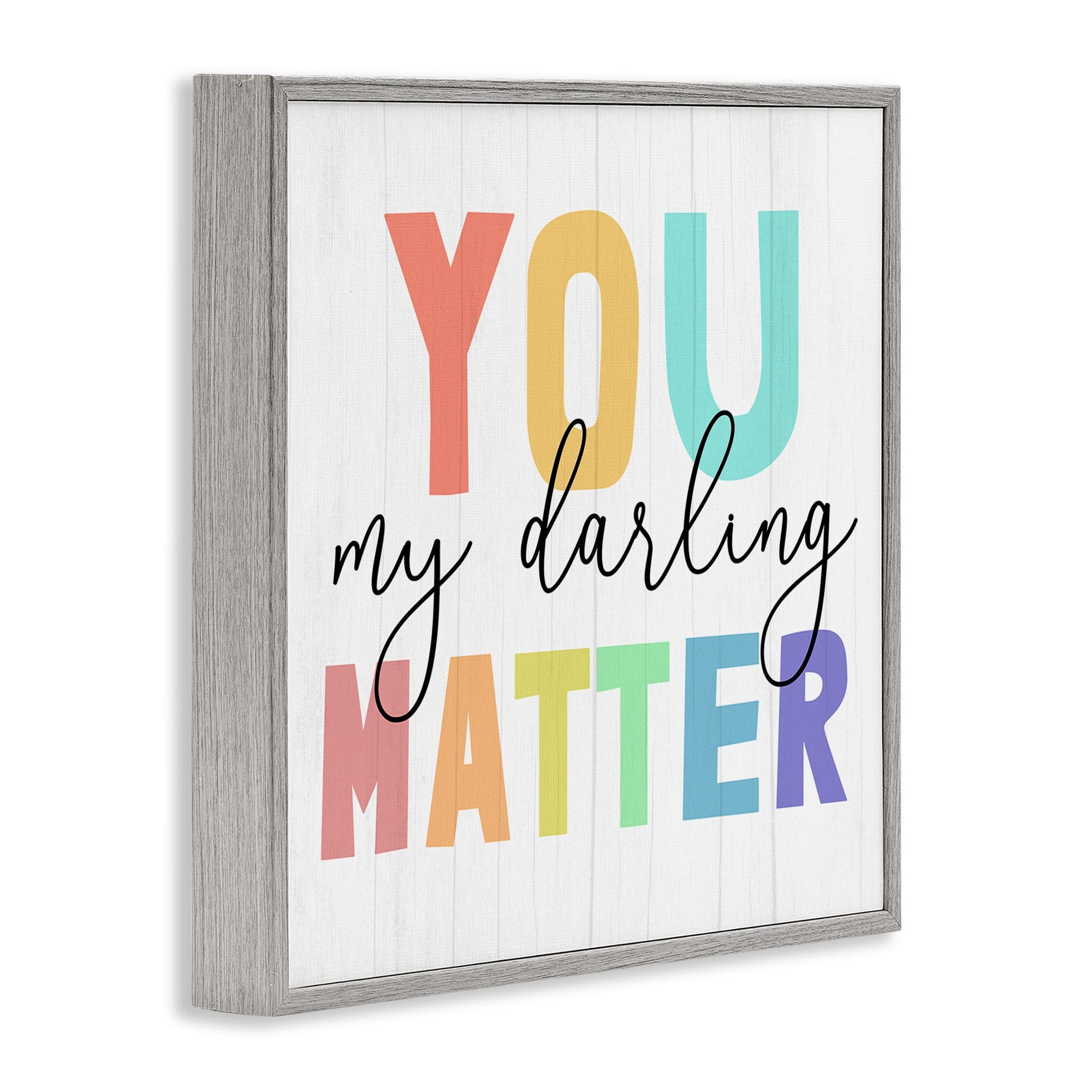 Stupell Industries You Darling Matter Rainbow Letters Striped Background,12 x 12, Design by Daphne Polselli
