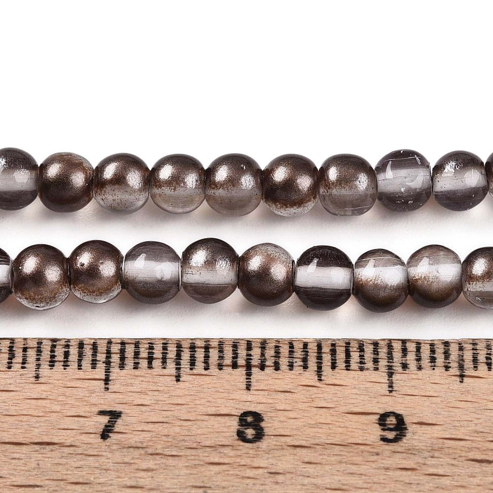 20strands Baking Painted Transparent Glass Beads Strands Round Two Tone Saddle Brown 4~5mm Hole: 0.7mm about 186~193pcs/strand 29.53~31.10 inch(75~79cm)