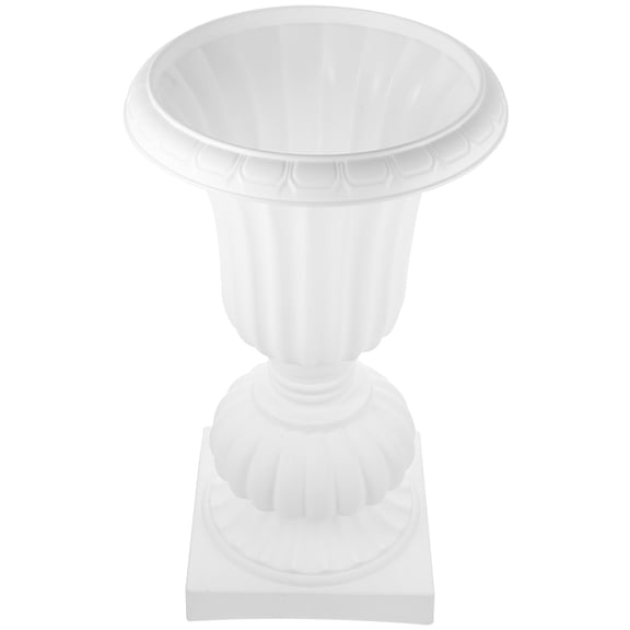 OUNONA White Plastic Roman Pillar Plant Pot, Decorative Flower Planter for Indoor, Outdoor, Balcony, and Door Display