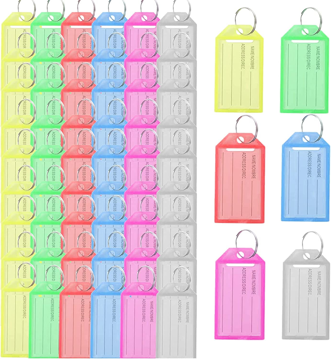 60 Pack Key Tags, Tough Plastic Key Tags Assorted Color Label Tags