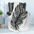 thumbnail image 4 of Black and White Soft Flannel Fleece Throw Blanket, Boho Leaves Hippie Lifestyle Yoga with Swirls and Curved Art Motif, Cozy Plush for Indoor and Outdoor Use, 70" x 90", Black White, by Ambesonne, 4 of 5