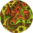 thumbnail image 1 of Ahgly Tapis Rond Lavable en Machine Intérieur Transitionnel Rouge Safran, 4 Pieds Rond, 1 of 7