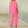 thumbnail image 6 of Women's Two Piece Sweatsuit Outfits 3/4 Batwing Sleeve Capelet Crew Neck Pullover Top Wide Leg Pants Lounge Set, 6 of 6