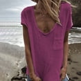 thumbnail image 6 of ZenCart Women T-shirt Round Neck Short Sleeve Patch Pocket Tee Shirt Solid Color Loose Fit Thin Pullover Tops Daily Wear, 6 of 8