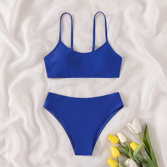 REDARER Girl's Two Piece Swimsuit Sport High Waist Bikini Set Bathing Suit Bathing Suits Thin Straps,Girls Swimsuit,10 Years