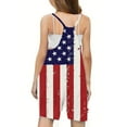 thumbnail image 5 of HAOTAGS Girl's One Piece Jumpsuit Sleeveless Strap Romper, Independence Day Shorts with Pockets Summer Outfit Clothes Blue, 5 of 5