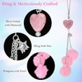 thumbnail image 4 of Duslogis Bling Car Accessories for Women & Men - Diamond Heart & Fuzzy Plush Ball, Rhinestone & Diamond Rear View Mirror Ornaments, Lucky Hanging Pendant Interior Charm Decor (Pink), 4 of 7