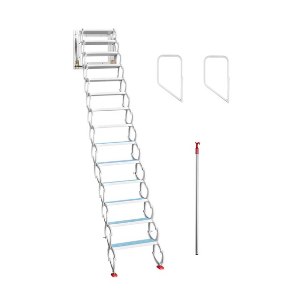Techtongda White Attic Ladder Retractable Folding Ladder Loft Wall