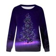 thumbnail image 3 of Gibobby Sudaderas navideñas Sudadera de cuello redondo con estampado de Navidad para mujer, camisetas informales de manga larga para entrenamiento(Morado,M), 3 of 4