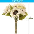 thumbnail image 2 of 2pcs Artificial Sunflower Bouquets,22 Inch Bouquet with 9pcs Silk Sunflowers,Artificial Flowers for Wedding Bridal Bridesmaid,Rustic Home Décor Centerpiece,White and Green, 2 of 5
