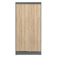 thumbnail image 2 of Pemberly Row Modern Wood Double Sliding Door Wardrobe Natural Oak / Gray, 2 of 8