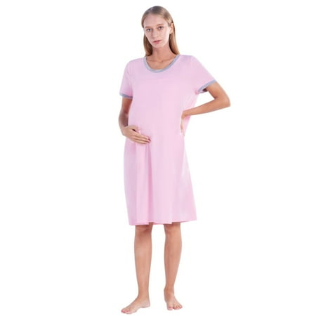 

WBQ Womens Maternity Nursing Nightgown Short Sleeve Breastfeeding Sleepshirt 3 in 1 Delivery/Labor/Nursing Sleepwear