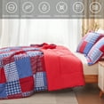 thumbnail image 3 of Beartech 3 Piece Comforter Set Full/Queen Size,Red Blue Plaid Patchwork Comforter Bedding Set for All Season, Bed in a Bag with Pillowcases, 3 of 11