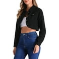 thumbnail image 5 of INSPIRE CHIC Casual Denim Jacket for Women's Collared Button Down Long Sleeve Crop Jean Jackets XL Black, 5 of 6
