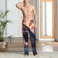 thumbnail image 5 of Uemuo Dramatic Shark Attack Pattern Men's Wide Leg Palazzo Lounge Pants with Pockets Light Weight Loose Comfy Casual Pajama Pants-Large, 5 of 9
