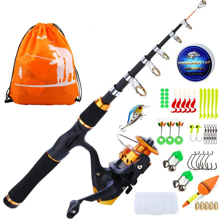 YONGZHI Kid Fishing Pole, Portable Spinning Rod & Reel Kit with Fishing Bag