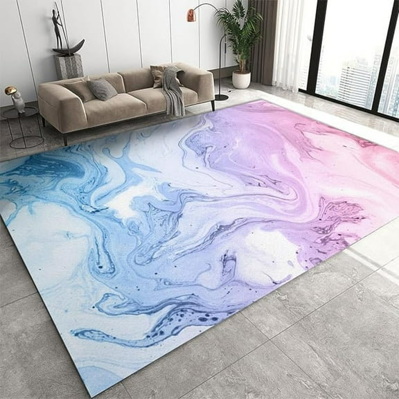 Blue Purple Wave Marble Area Rugs, Dream Ripple Art Soft Washable Carpet, Upholstery Rug With Non-Slip Backing For Kids Boys Girls Bedroom Living Room Dining Room Study 1x2ft